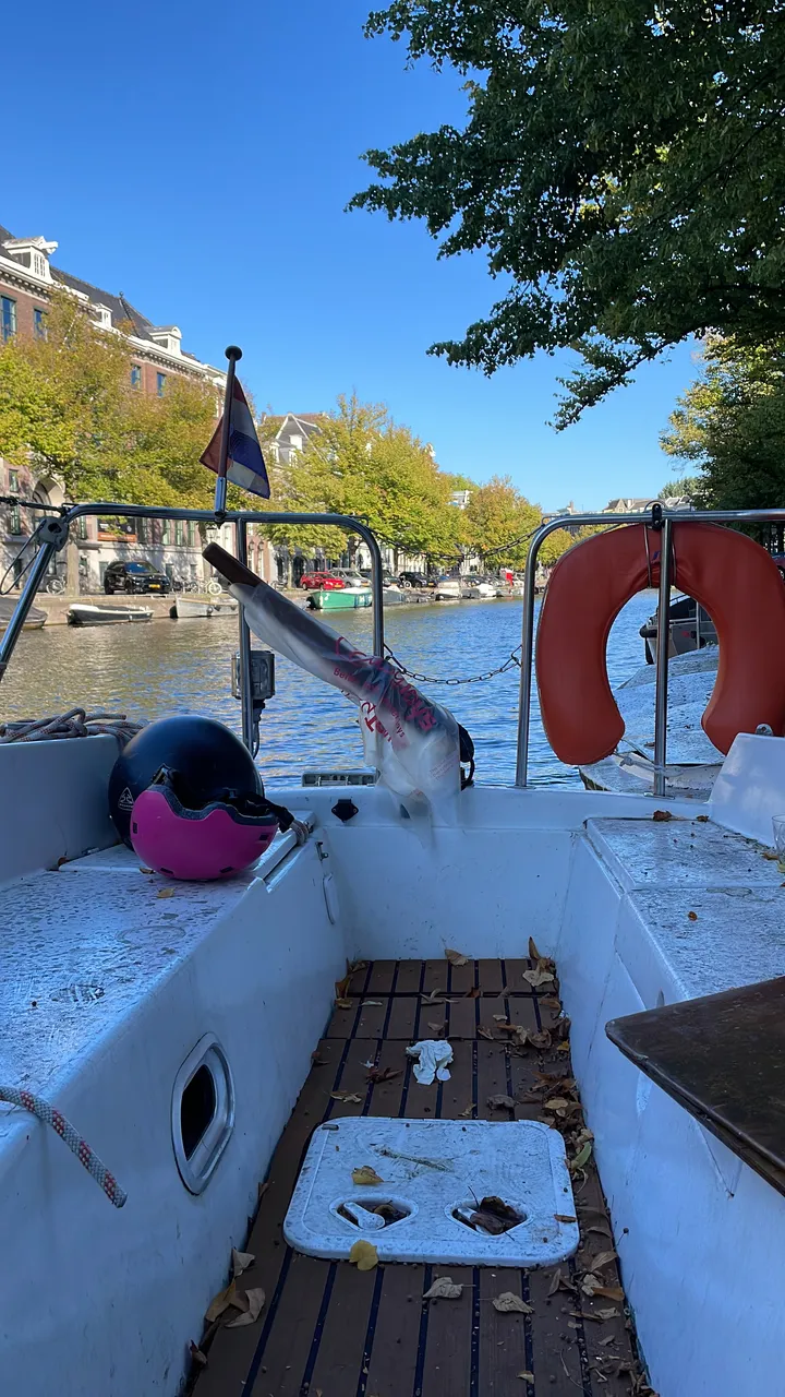 Electric boat on an Amsterdam canal