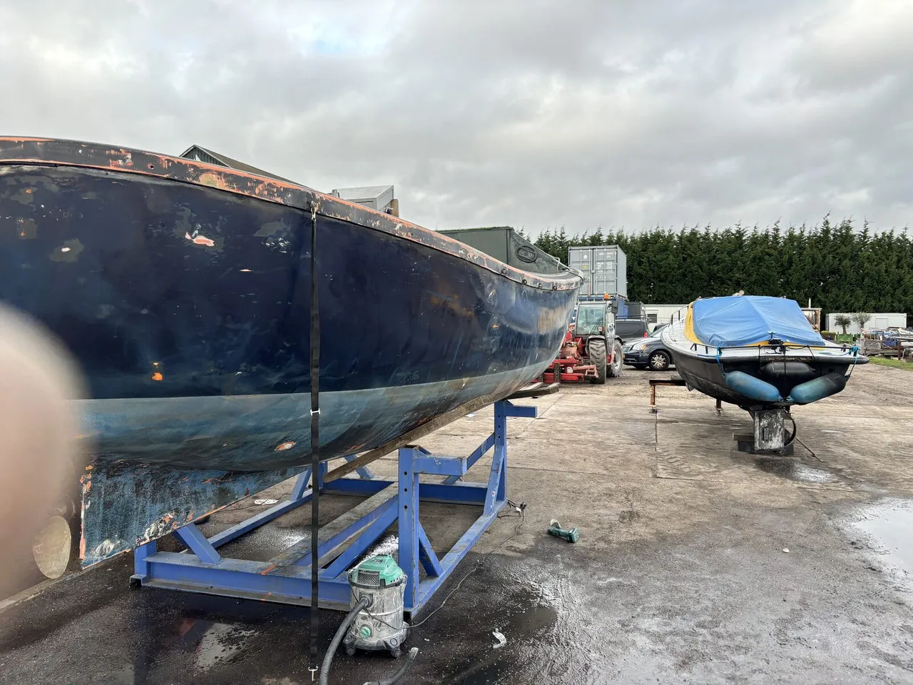 Old paint stripped back, waterline exposed