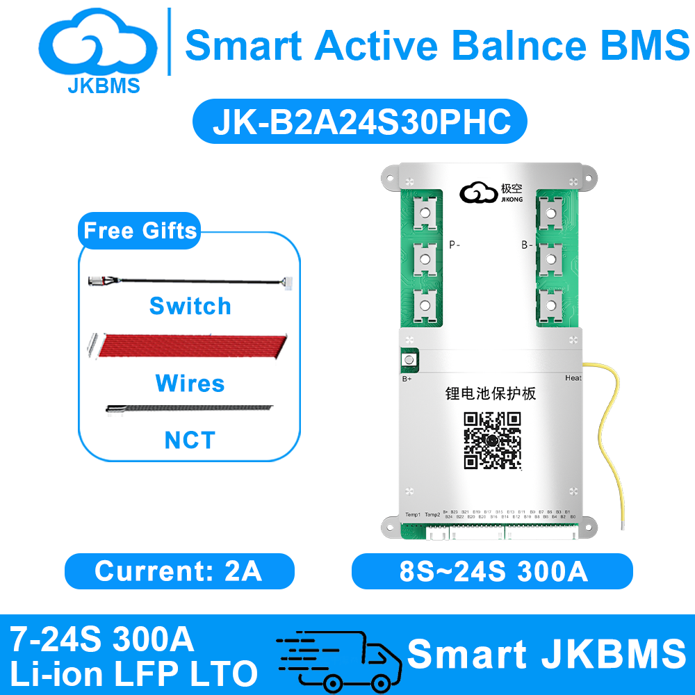 JK-B2A24S30P-HC · 300A Smart BMS (8S-24S / 24V-72V)