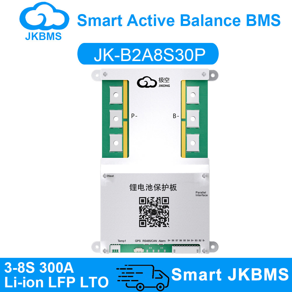 JK-B2A8S30P · 300A Smart BMS (3S-8S / 12V-24V)