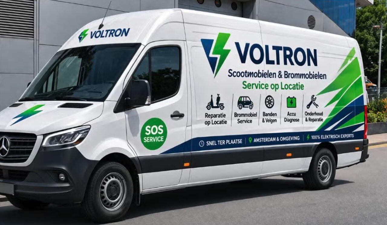 Voltron service-bus — mobiele EV-monteur voor scootmobielen, brommobielen en e-scooters in Amsterdam en omgeving